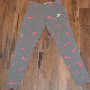 Nike Tight Fit Swoosh Leggings - Girls size XL Gray and Pink - NWOT